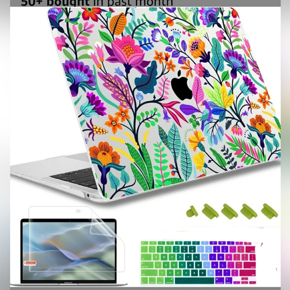 Macbook bright colorful flowers hardshell plastic case laptop cover
